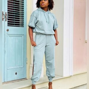 New Women's Light Blue Hoodie sweatsuit jogger set S, M, L